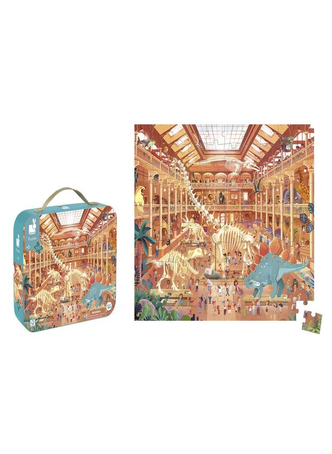 Janod 100 Piece Children’s Jigsaw Puzzle - Natural History Museum - Giftable Carrying Case with Fabric Handle - Learning and Exploration - Ages 6-10 Years - J02537 - Image 3